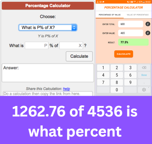 1262.76 of 4536 is what percent